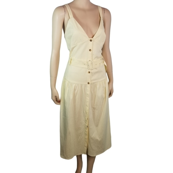 Reiss Vita yellow sleeveless button through midi dress - Picture 1 of 9